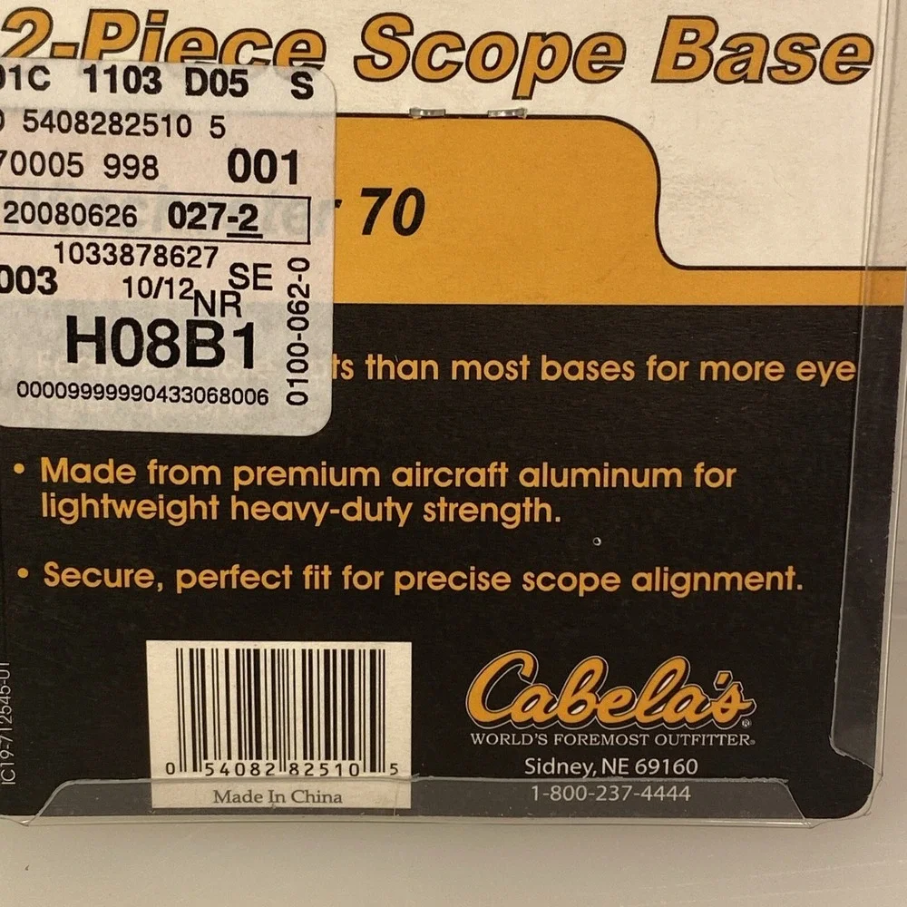 Cabela's 2 Piece Scope Base For Winchester 70 Matte Black Aluminum NIP